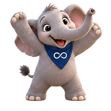 Eric, FND Connect’s elephant mascot, cheering for brighter days