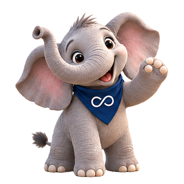 Eric, FND Connect’s elephant mascot, waving a warm welcome