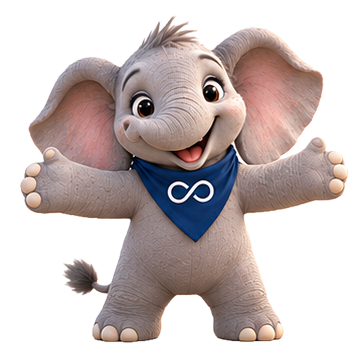 Eric, FND Connect’s elephant mascot, welcoming people with open arms
