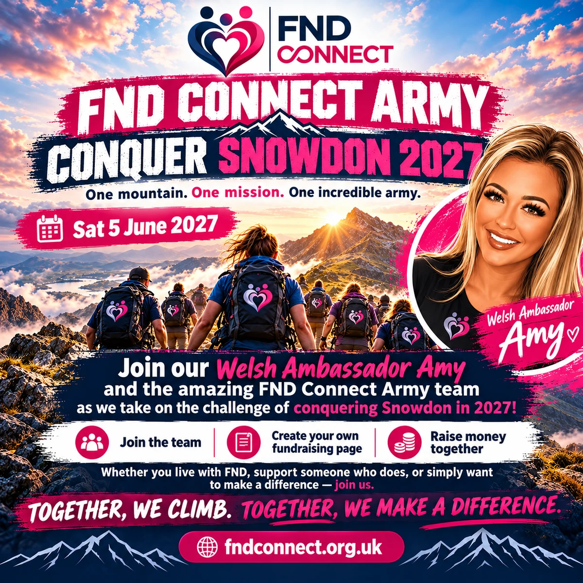FND Connect Army — Conquer Snowdon 2027 campaign with Welsh Ambassador Amy Nash