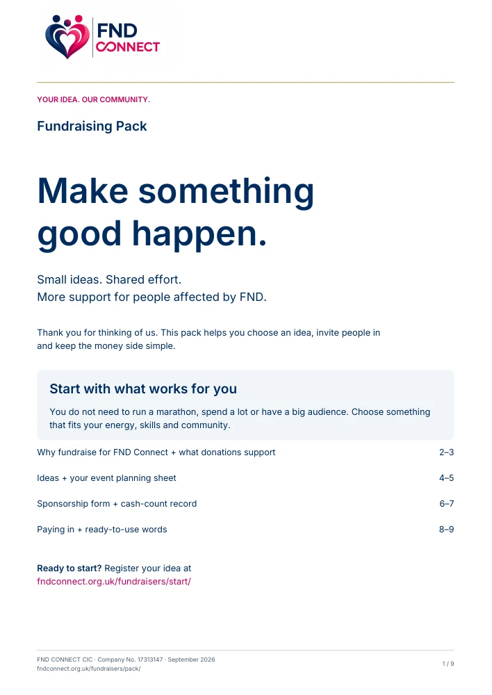 FND Connect Fundraising Pack cover: Your idea. Our community.