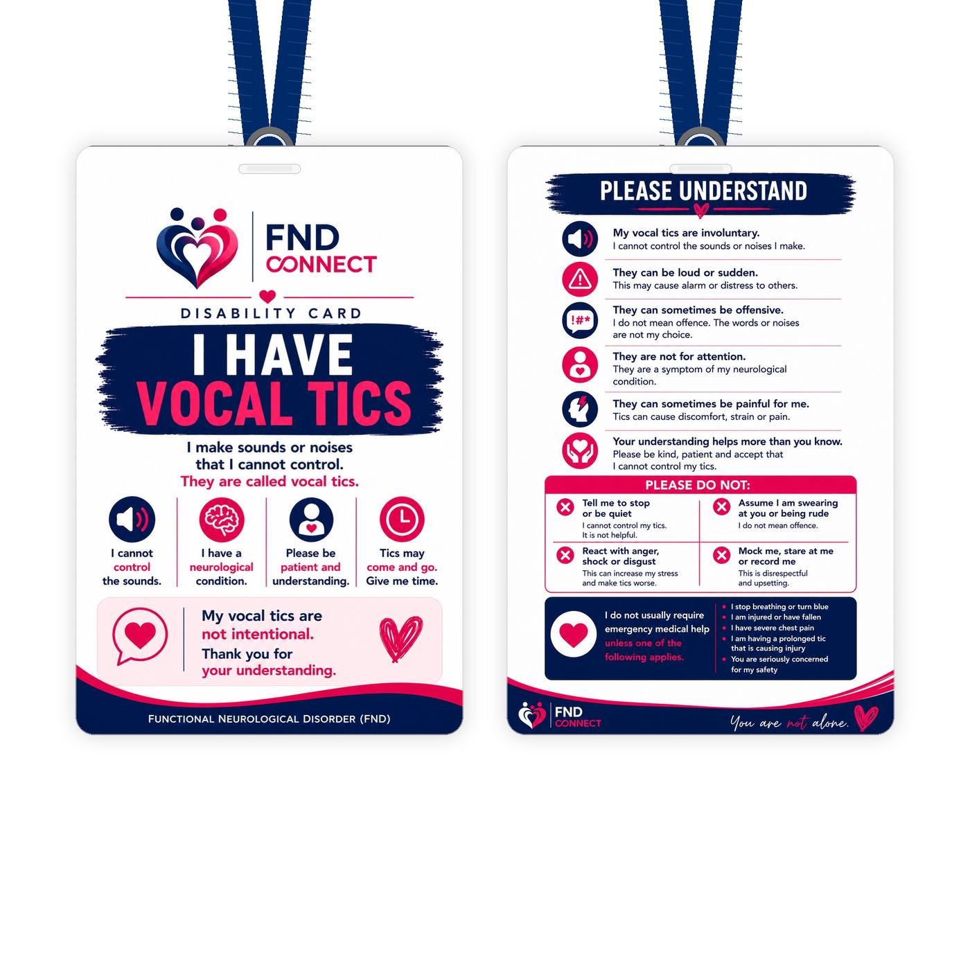 FND Connect - I have Vocal Tics Lanyard & Card