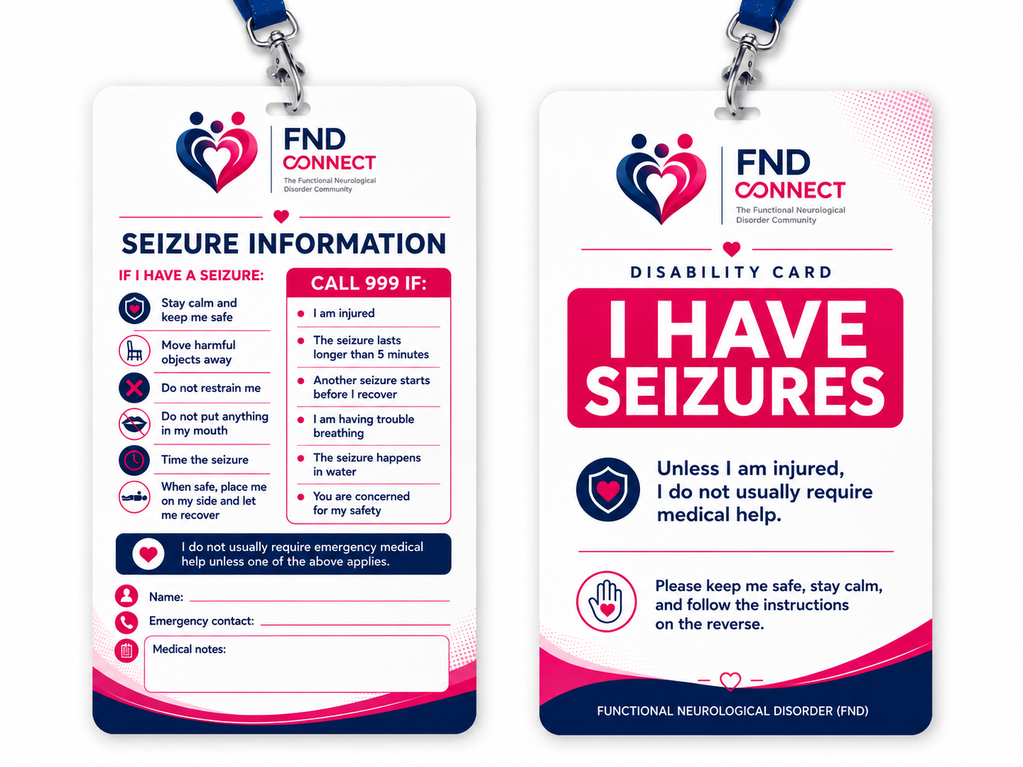 FND Connect - I Have Seizures Lanyard & Card